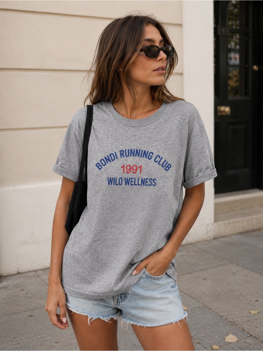 NWT Wilo The Label Graphic Tee M Gray Bondi Running Club 1991 Cotton T Shirt
